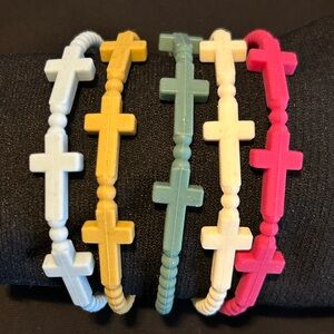 Plunder  Cross Bracelets - Pink, Cream, Green, Yellow, Light Blue